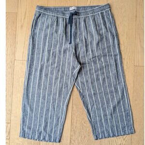 Dash Women's Striped Linen‎ Blend wide leg Cropped Capri pull on Pants Size L